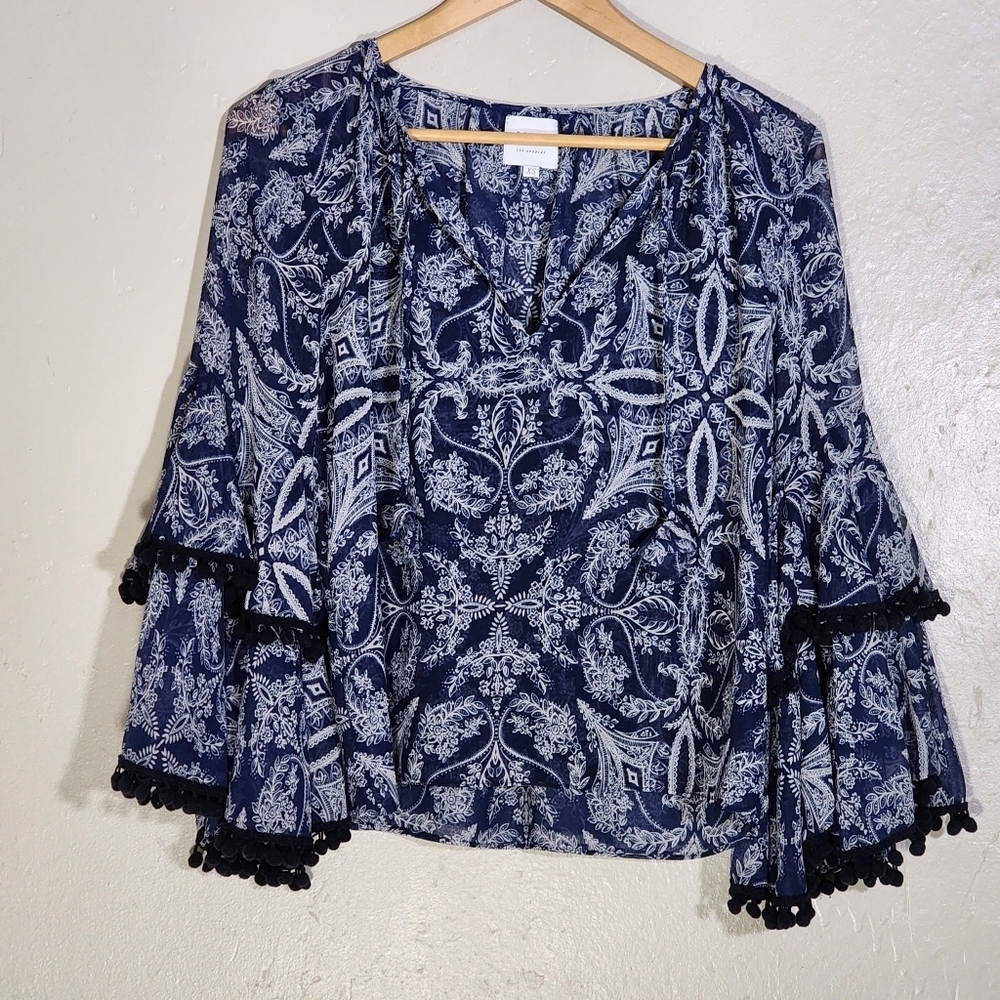 Misa Navy Blue Patterned Women's Top